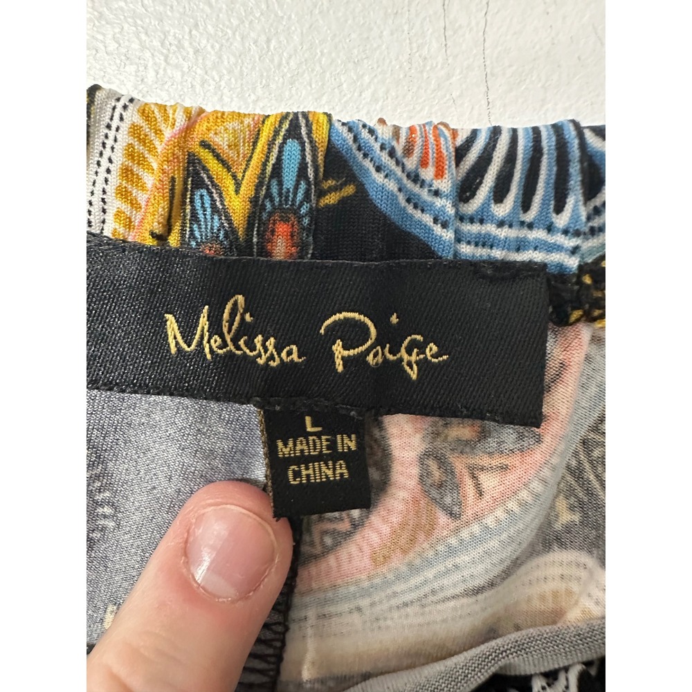 Melissa Paige Wide Leg Pants Womens Boho Floral Paisley Elastic Waist L - Picture 4 of 4